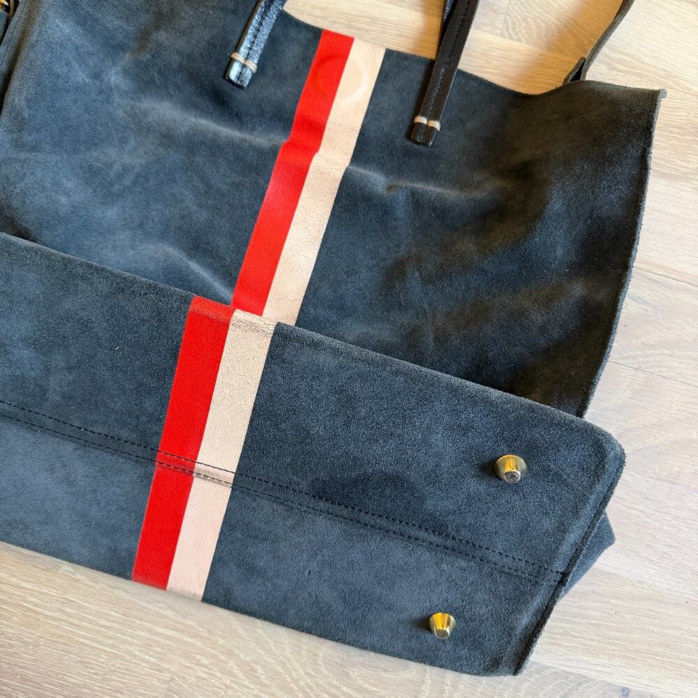Clare V Simple Tote Navy with Pink and Red Stripes - Picture 4 of 8